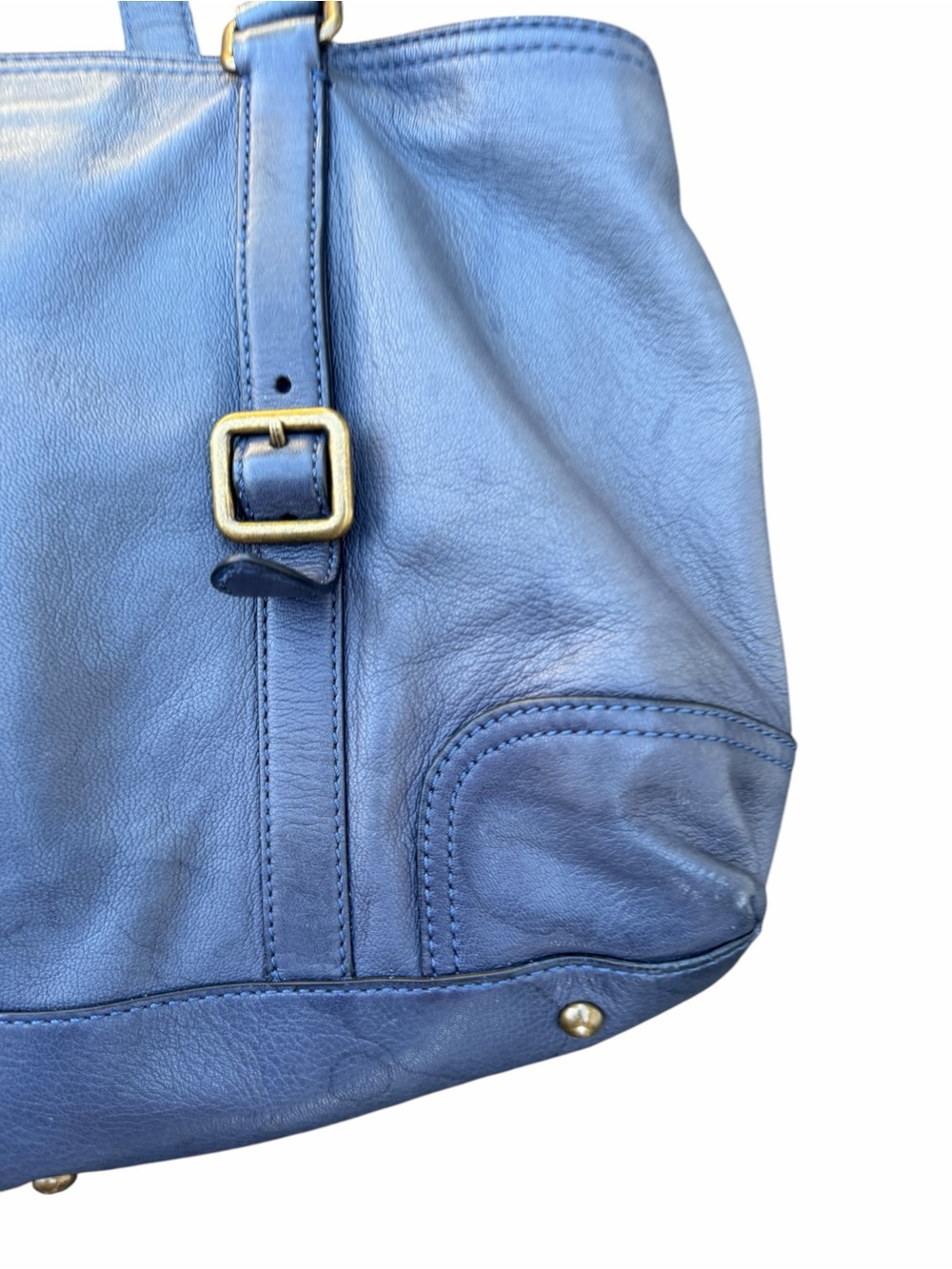Frye Blue Leather Tote with Gold-Tone Hardware - Picture 6 of 11